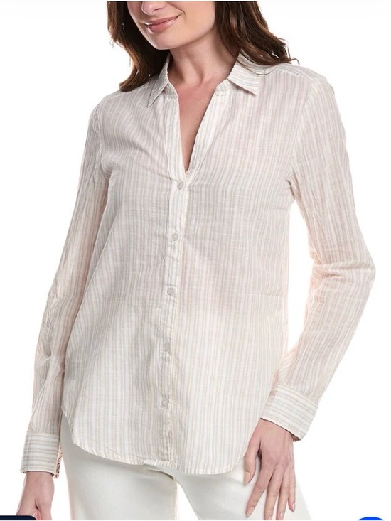 Michael Stars Tops - NWT MICHAEL STARS JOANNA SAND STRIPED BUTTON DOWN SHIRT ( Sz Small)